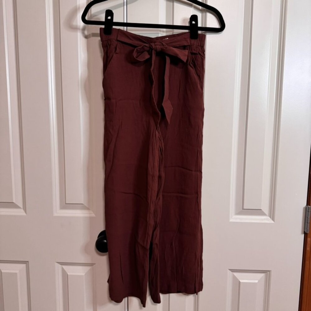 Aritzia Wilfred Faun Wide Crop Pants, Rust